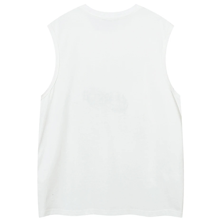 Super vest star patch work Y2K top mens Harajuku street clothing vest fashion casual loose cotton hip-hop vest black 250318