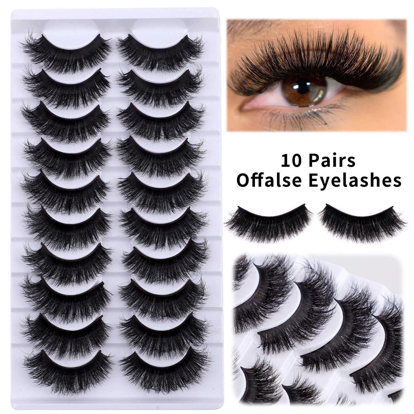 Natural Thick 10 Pair Explosive Hair Fake Eyelash Activity Exaggerated Curling Eyelash W250324