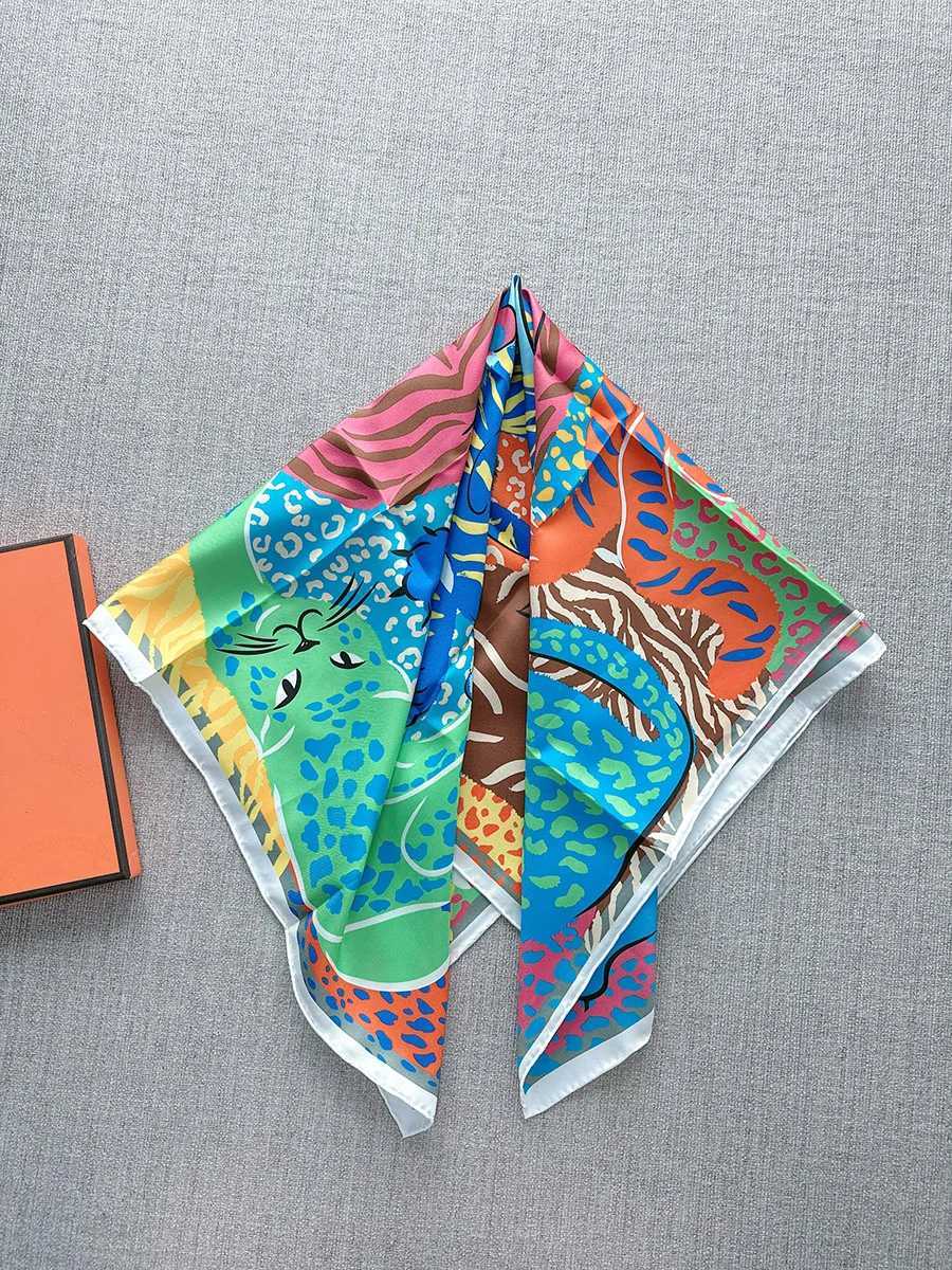 Summer Scarf Foard Femmes Chic Hair Accessories Natural Shawl Luxury Copy Wen Natural Silk 90x90 Cm Color Meterless X250324