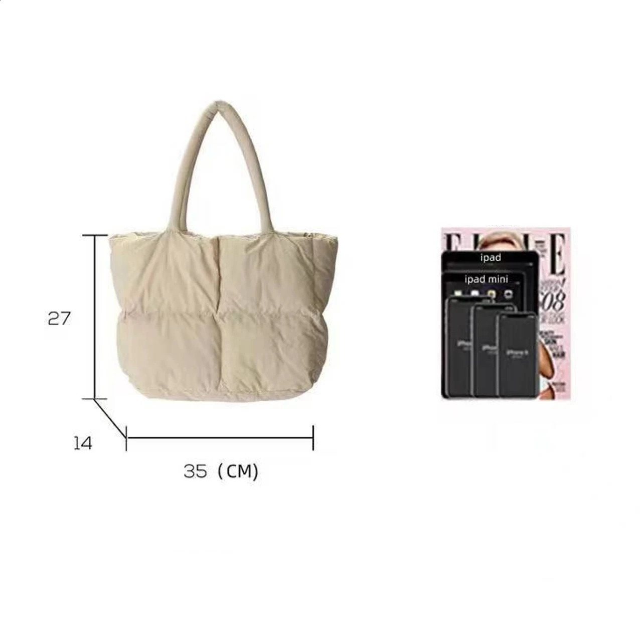 Arrival Down Large Capacity Shoulder Bags For Women Soft Space Cotton Ladies Handbag Winter Laptop bag Big Gilrs Handbag sac 250314