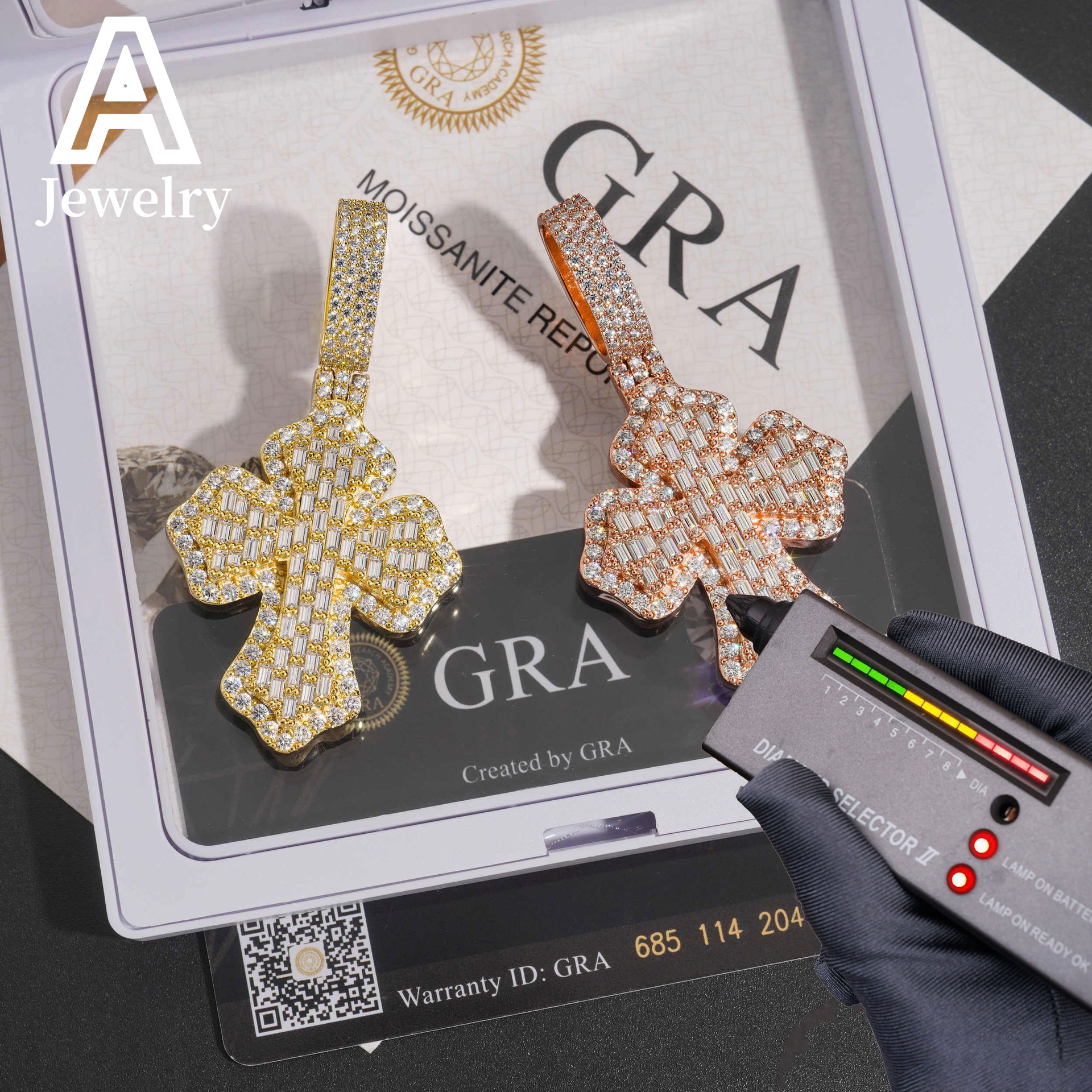 Baguette Diamond Cross Pendant moissanite 925 Silver Hip Hop Rock iced out Pendant Religious Jewelry Moissanite Pendant