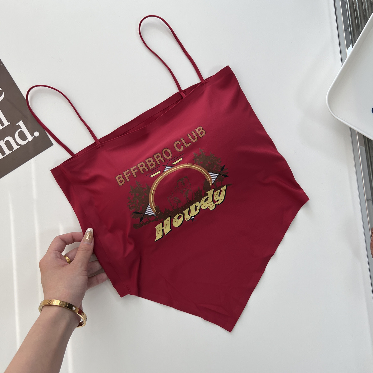 Sexy Camisole Vest For Women Autumn New Style Slim Fit Niche Irregular Print Inverted Triangle Camisole Beautiful Back