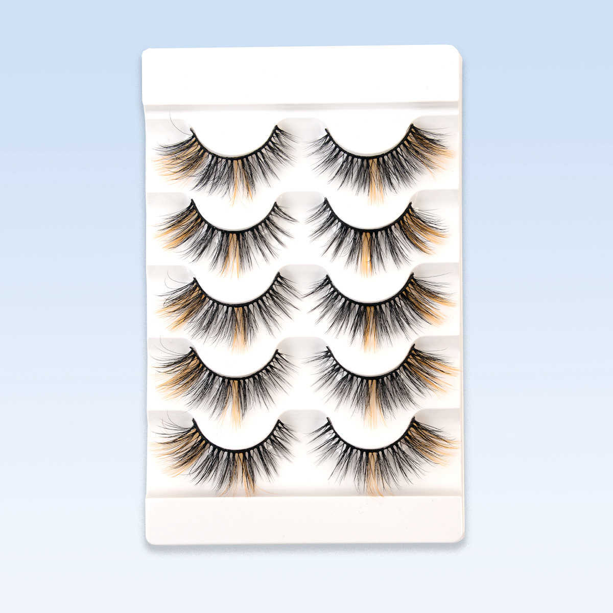 One piece false eyelash style with colored eyelashes 5 pairs of synthetic eyelashes W250324