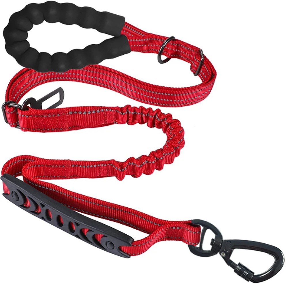 New Heavy Duty Tactical Bungee Dog Leash Reflective Pet Leashes with Car Seat Belt Dog Accessories for Small Lagre Dogs