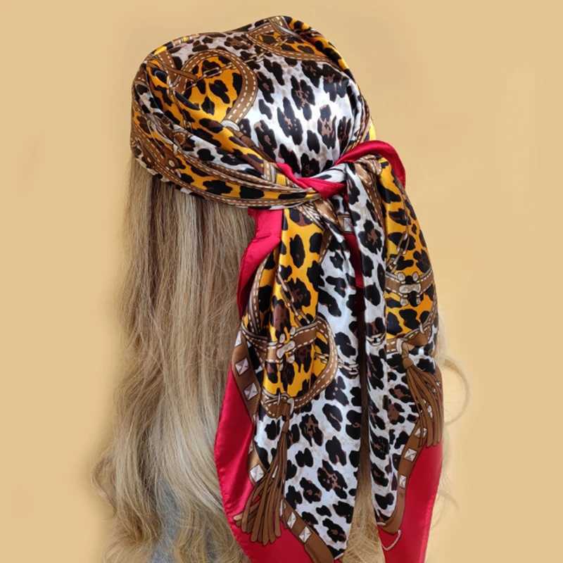 90X90CM Kerchief European and American Latte Silk Scarf New Luxury Four Seasons Bandan Popar Sunscreen Printed Square Shawl X250324