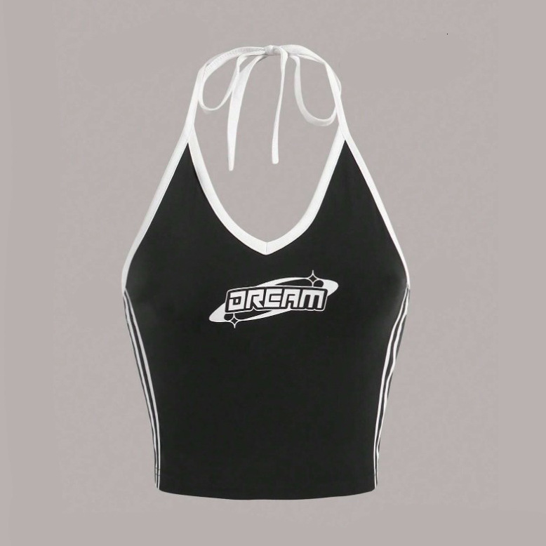 2025 New Letter Printed Color Beach Vest Fashion Casual Set Red, Black, White Outdoor Spicy Girl Slim Fit Tank Top