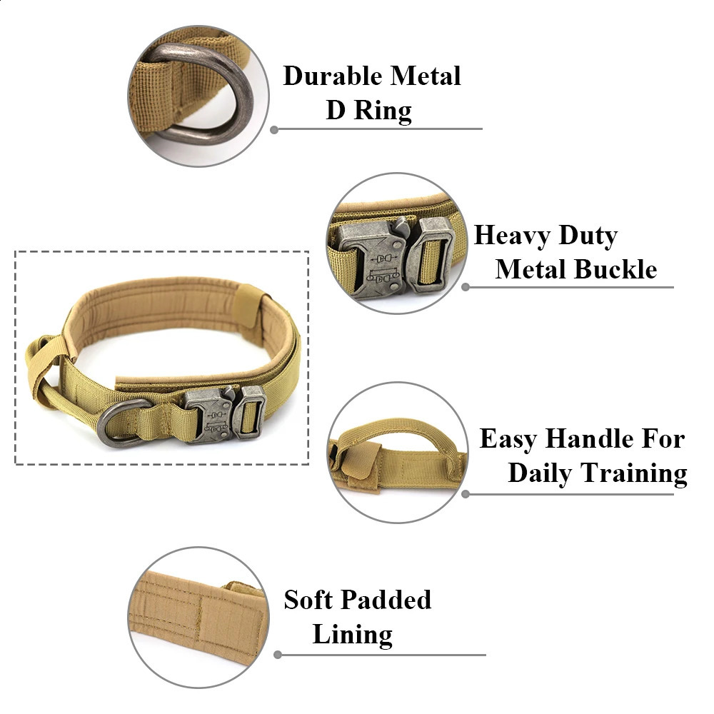 Dog Training Collar Adjustable Tactical Dog Collar And Leash Set Control Handle Pet Lead Collar For Small Big Dogs 250320