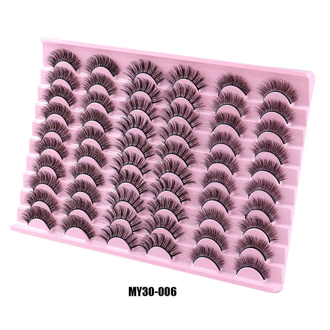 30 pairs of artificial fiber false eyelashes curled and thickened simulating natural eyelashes W250324