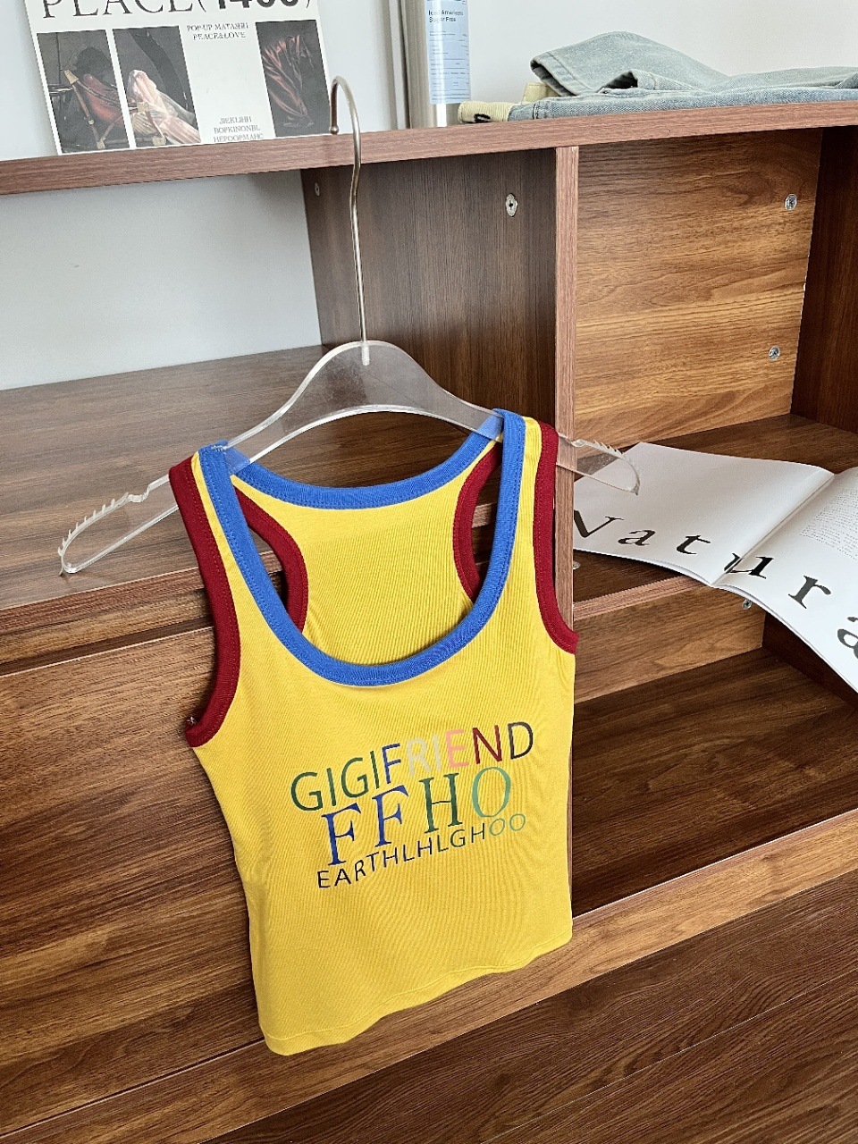 2025 New American Color Letter Printing Comparison Designer Women's Tank Top Breathable Spicy Slimming Short Version Both Interior And Exterior T