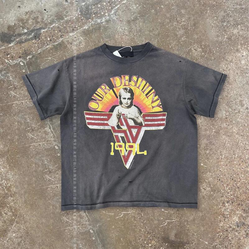 Men's T Shirts Vintage American Street T-shirt Funny Cotton Men Tshirt Womens Tops Oversize Loose Short Sleeved