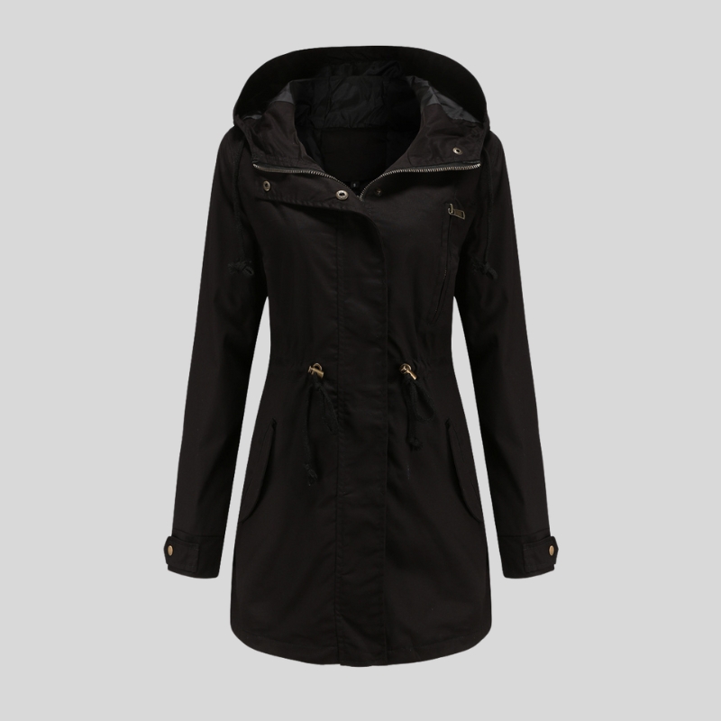 New cotton hooded trench coat women's spring and autumn coat European and American large size loose solid color clothing