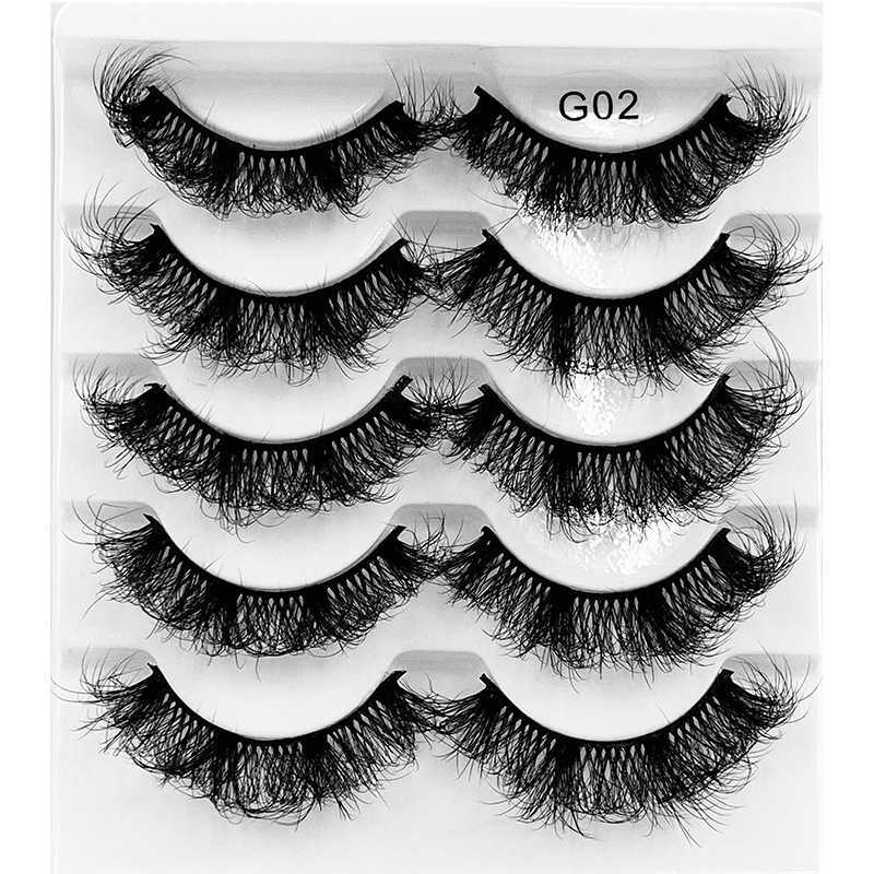 5 pairs of explosive eyelashes messy and thick with a hard stem and false eyelashes naturally layered and crossed imitating mink fur W250324