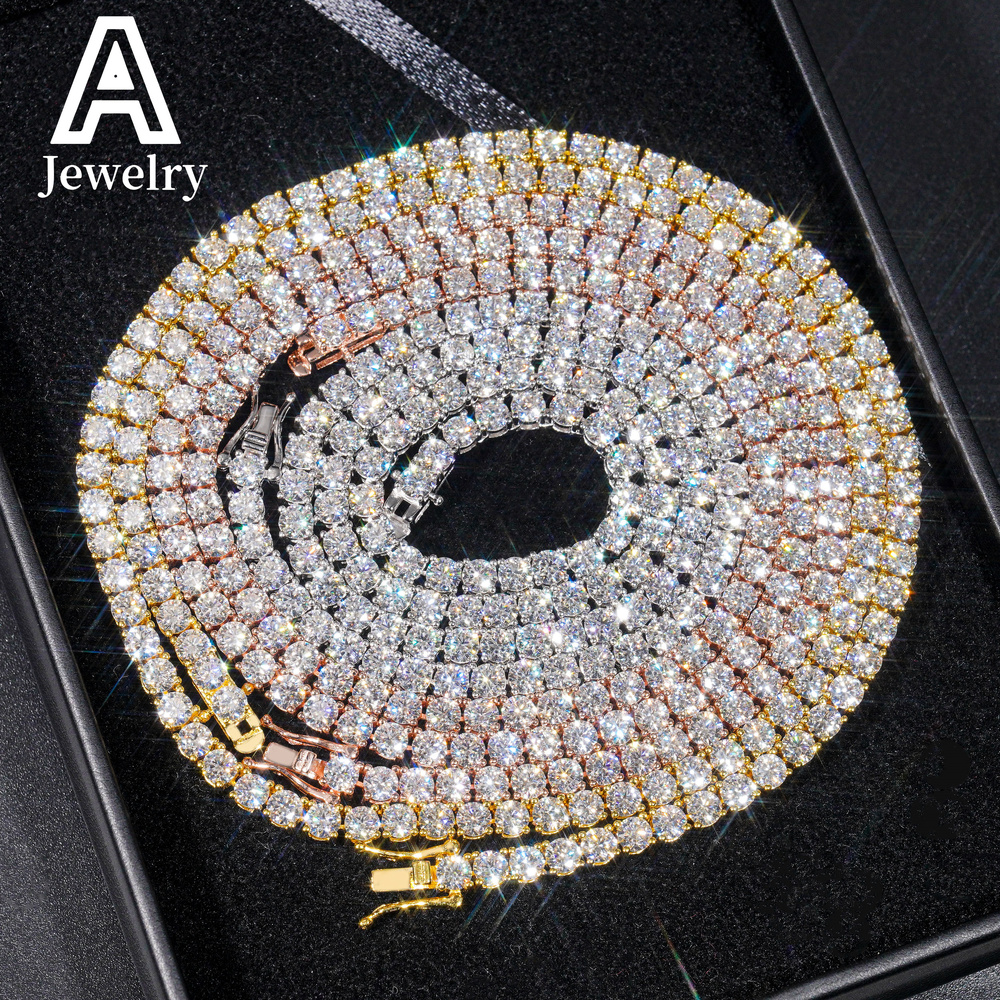 Pass Diamond Tester GRA Certificate 4MM Hip Hop Tennis Necklace Bracelet 925 Sterling Silver VVS Moissanite Tennis Chain