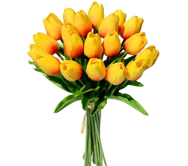 Artificial Tulips Flowers White Real Touch Bouquet Foam Fake Flower Wedding Home Living Room Christmas Decoratio
