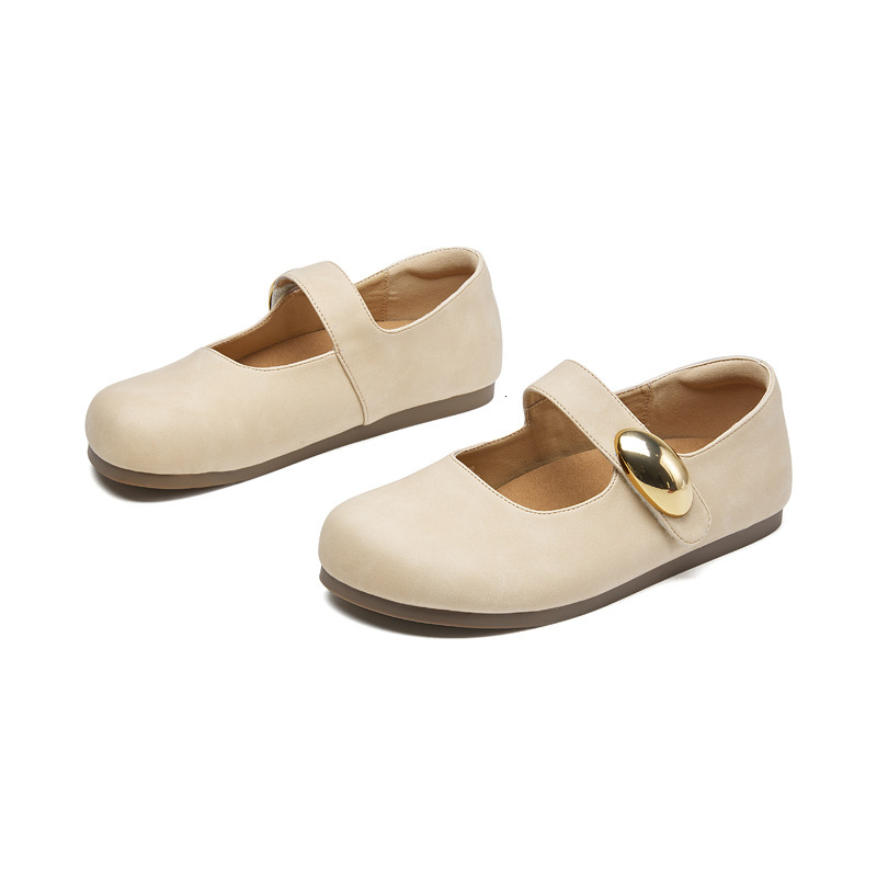 2025 new minimalist Korean version shallow mouth single shoe with Velcro for comfortable and multifunctional design, fashionable and casual women'