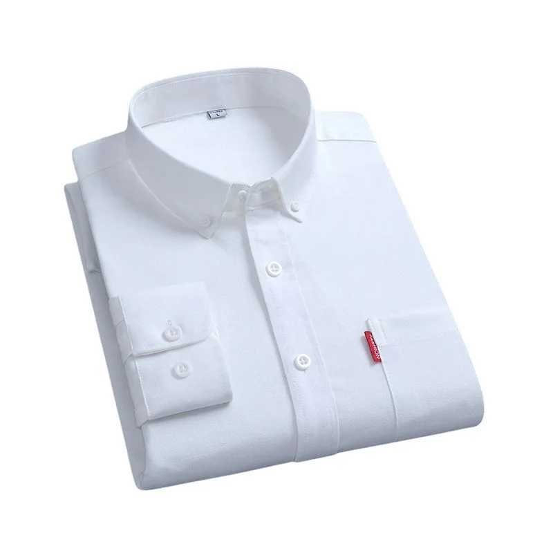 Mens Spring and Autumn Cotton Washed Oxford Spinning Long Sleeve Business Casual Stand up Collar Fashion Edition Mens Shirt X250324