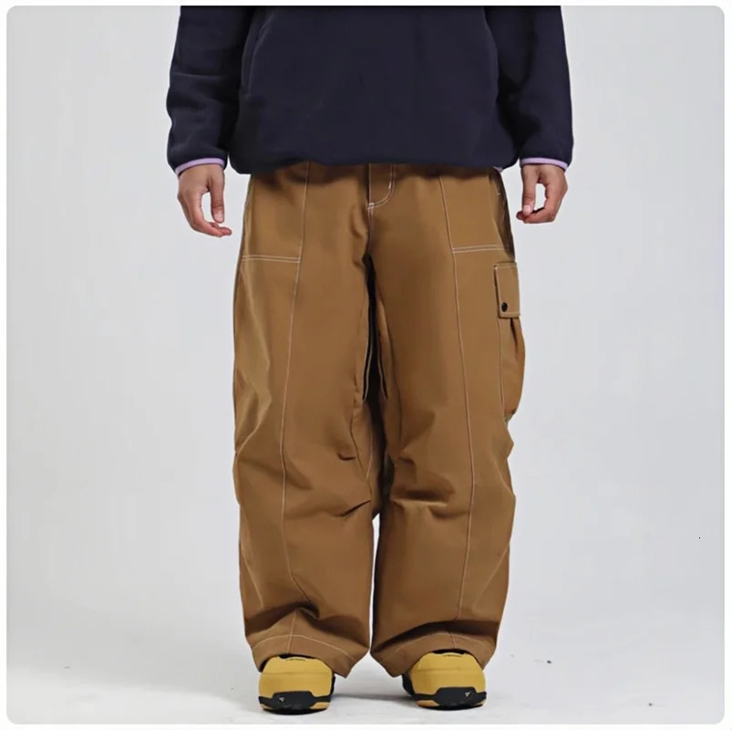 Gsou Winter Warm Mens and Womens Ski Pants Waterproof Loose Board Trouser Outdoor Sports Windproof Snow 250320