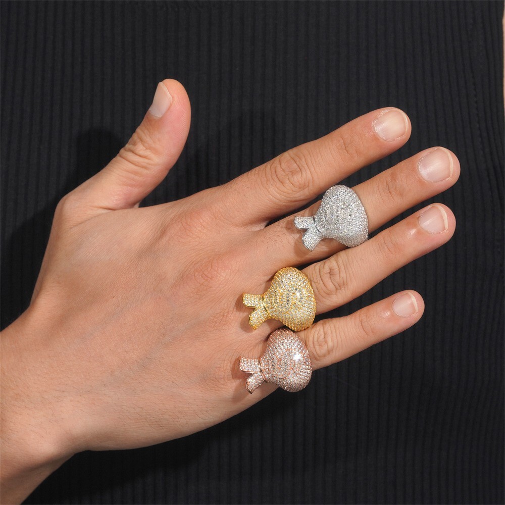 hip hop Fine Jewelry Affordable Baguette Double Heart Ring Moissanite Championship Ring sterling silver rings for men