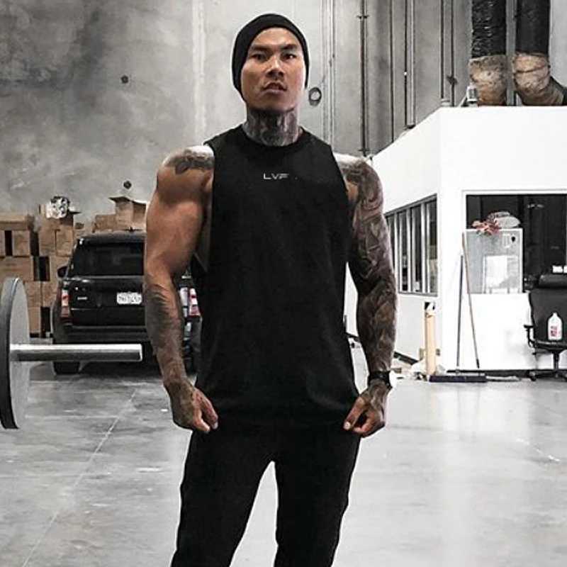 Mens brand summer gym cotton vest sleeveless mens fitness clothing casual fitness vest sportswear X250324