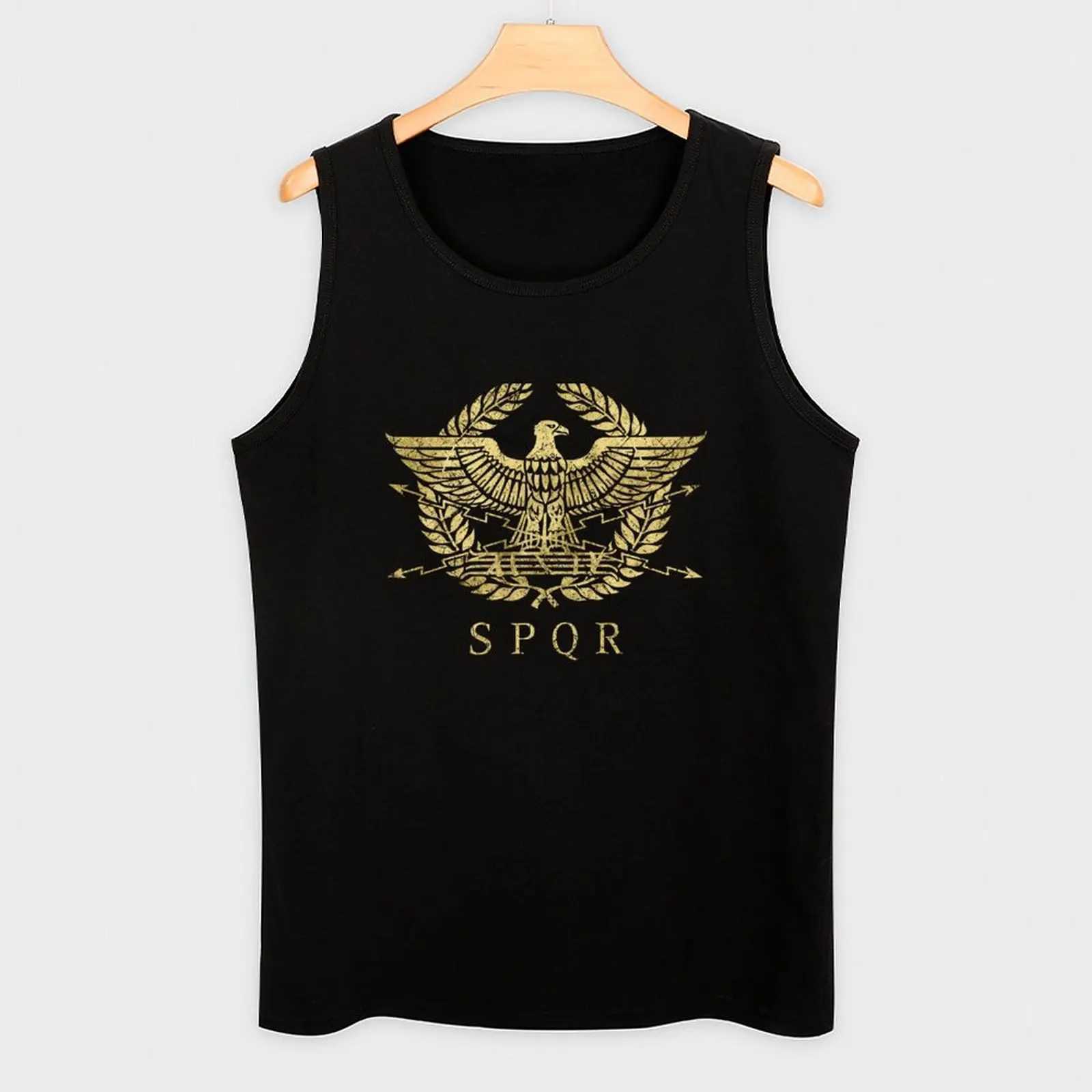 Roman Empire Emblem - Retro Gold Tank Mens Summer Vest Gym Accessories Mens Anime Clothing X250324
