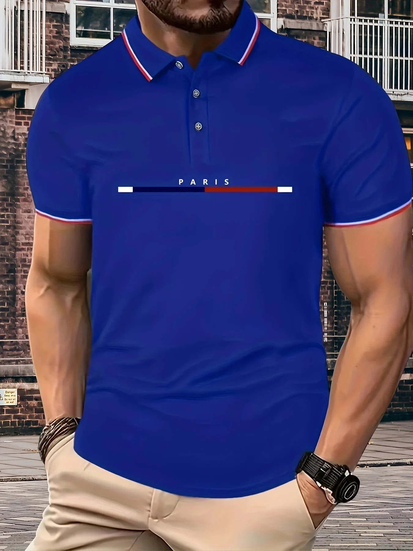 Mens Summer Cotton PARIS pattern POLO Shirt Tops 250324