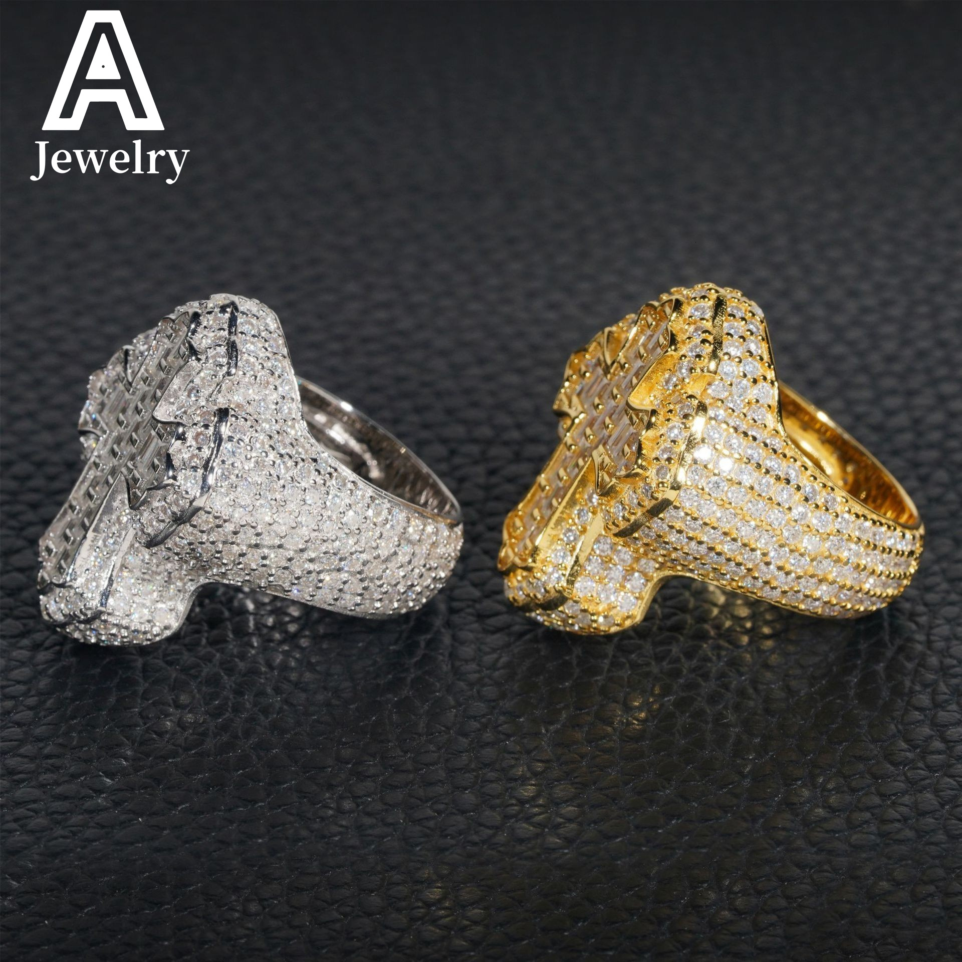 Hot cross 925 sterling silver Moissanite ring male rapper hip hop fashion European and American rings