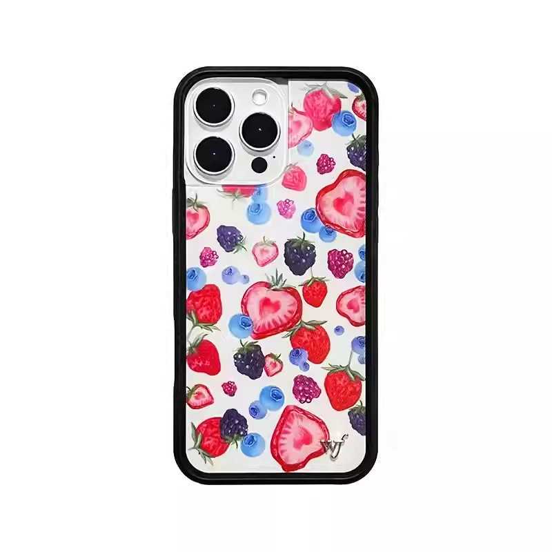Wildflower 3D Fresh Fruit Strawberry ry Phone Cases For iPhone 12 13 14 15 16 Pro Max WF INS Cute Cartoon eberries Case Z250324
