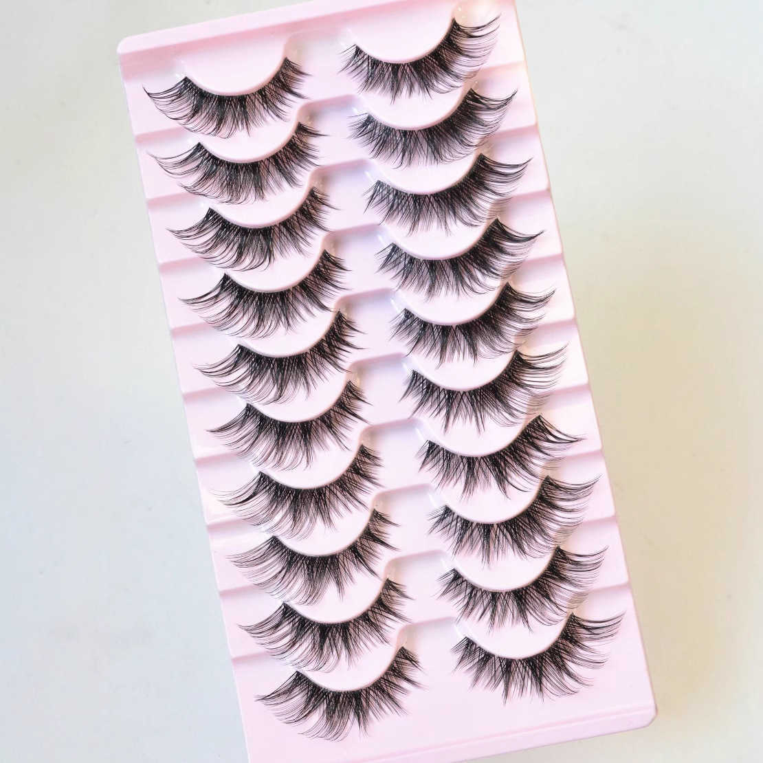 Thick simulation eyelashes fox style slanted flying tail elongated daily one-piece transparent stem fake eyelashes W250324