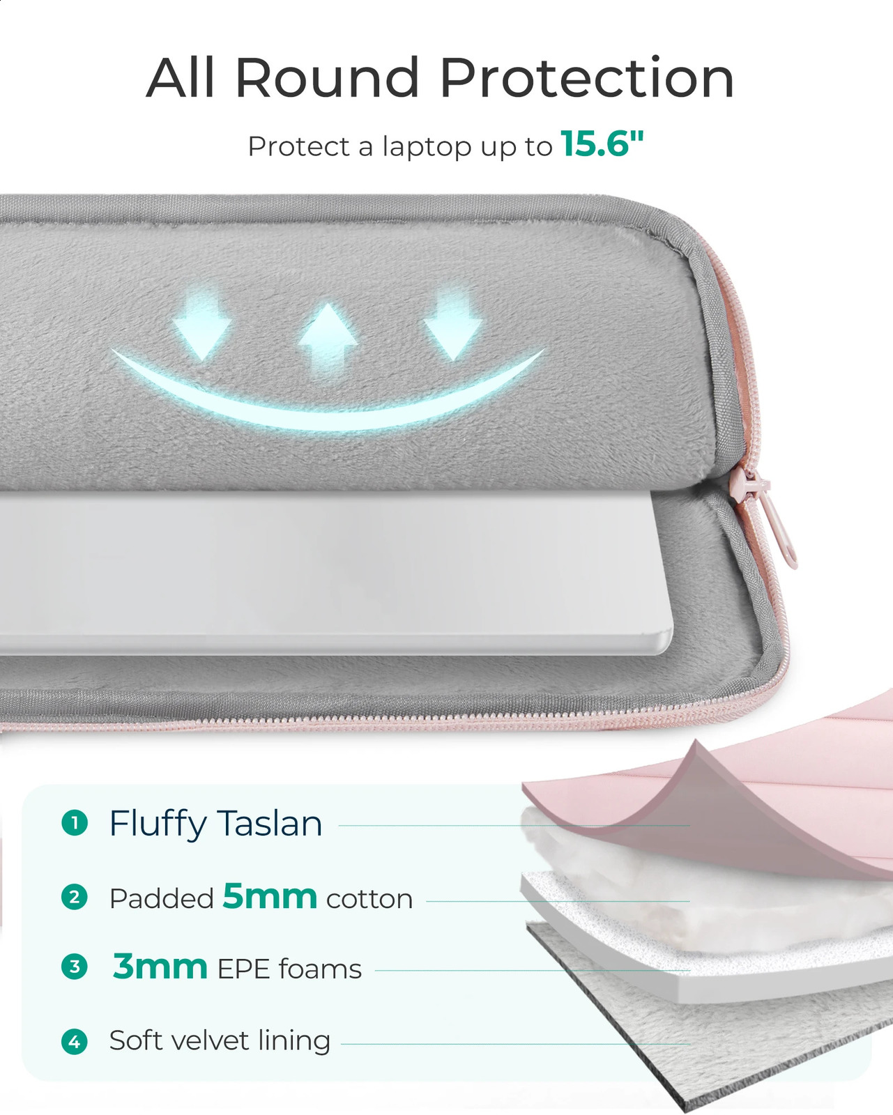 BAGSMART 15.6 Inch Laptop bag for Air/Pro Shockproof Water Resistant Notebook Pouch Laptop Cover Sleeve Compatible 250314