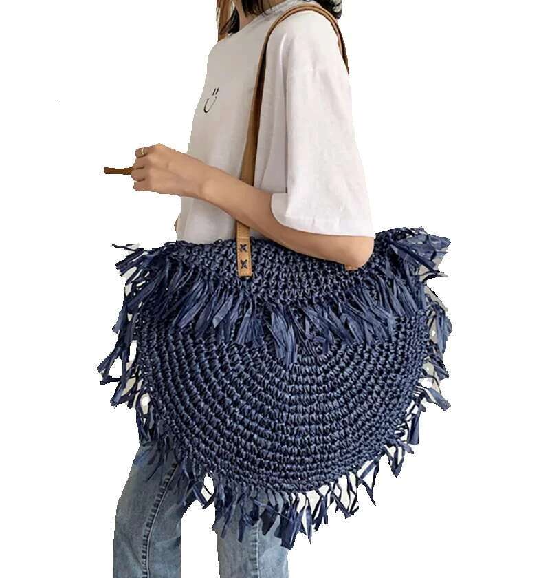 Shoulder Bags For Women 2024 Female Ins Summer Big Capacity Paper Handmade Woven Beach Bag Bohemia Bali Handbag