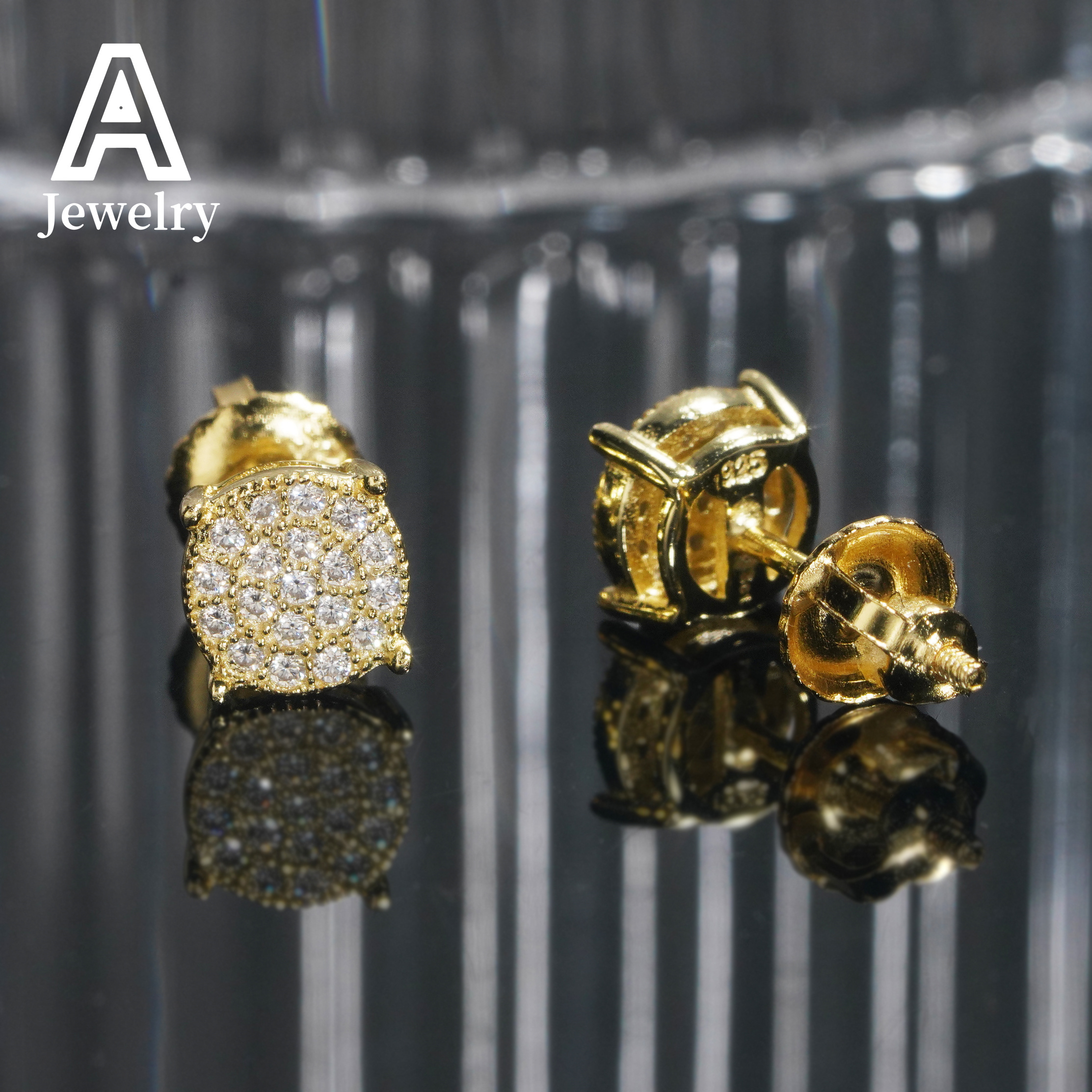 Fashion Screw Back Moissanite Earrings 925 Sterling Silver Hip Hop Jewelry Pass Diamond Tester Fashion Ear Studs