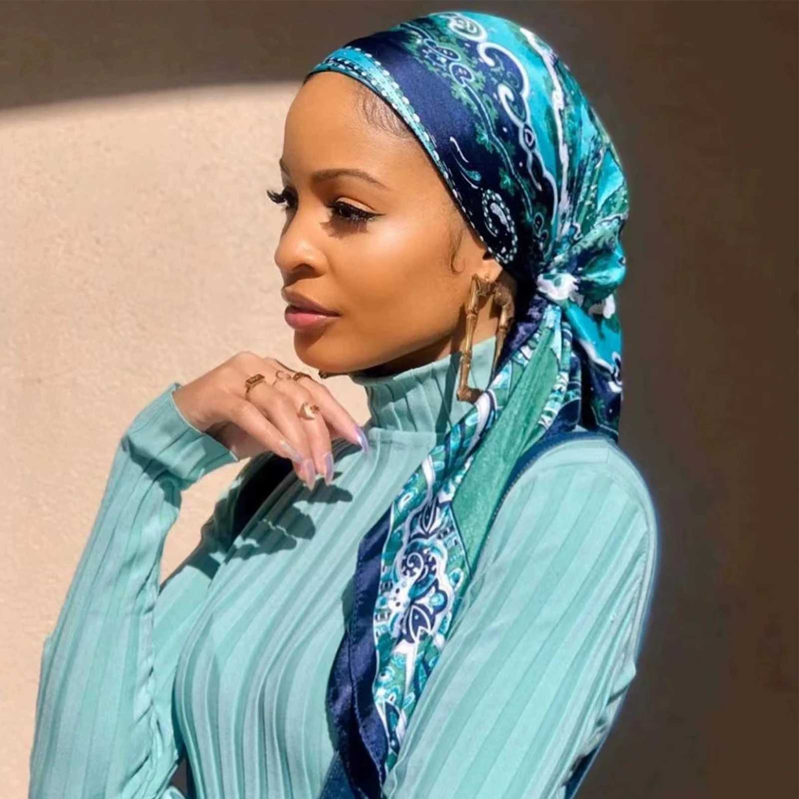 90X90CM Colorful Bandan 2022 Four Seasons Kerchief Luxury Sunscreen Silk Scarf Popa Square Shawl Fashion Printed Fabric X250324