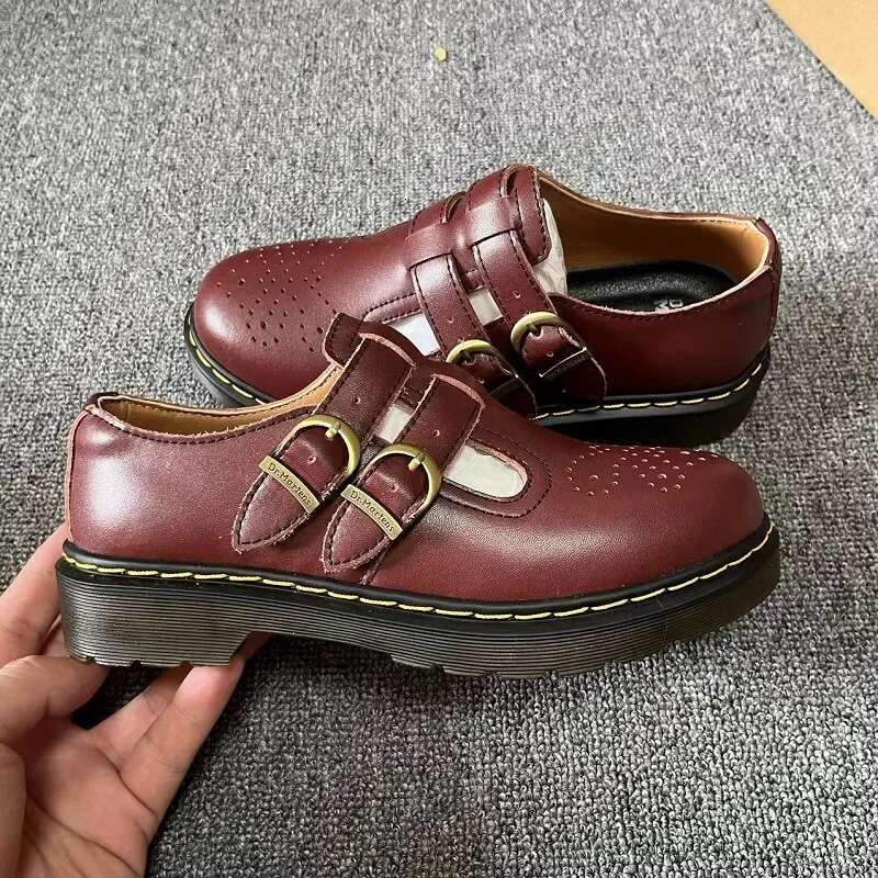 Maryjane Women's Low Top British Style Fashionable Casual Shoes Double Buckle Design Polyamide Sole Summer Rubber Upper
