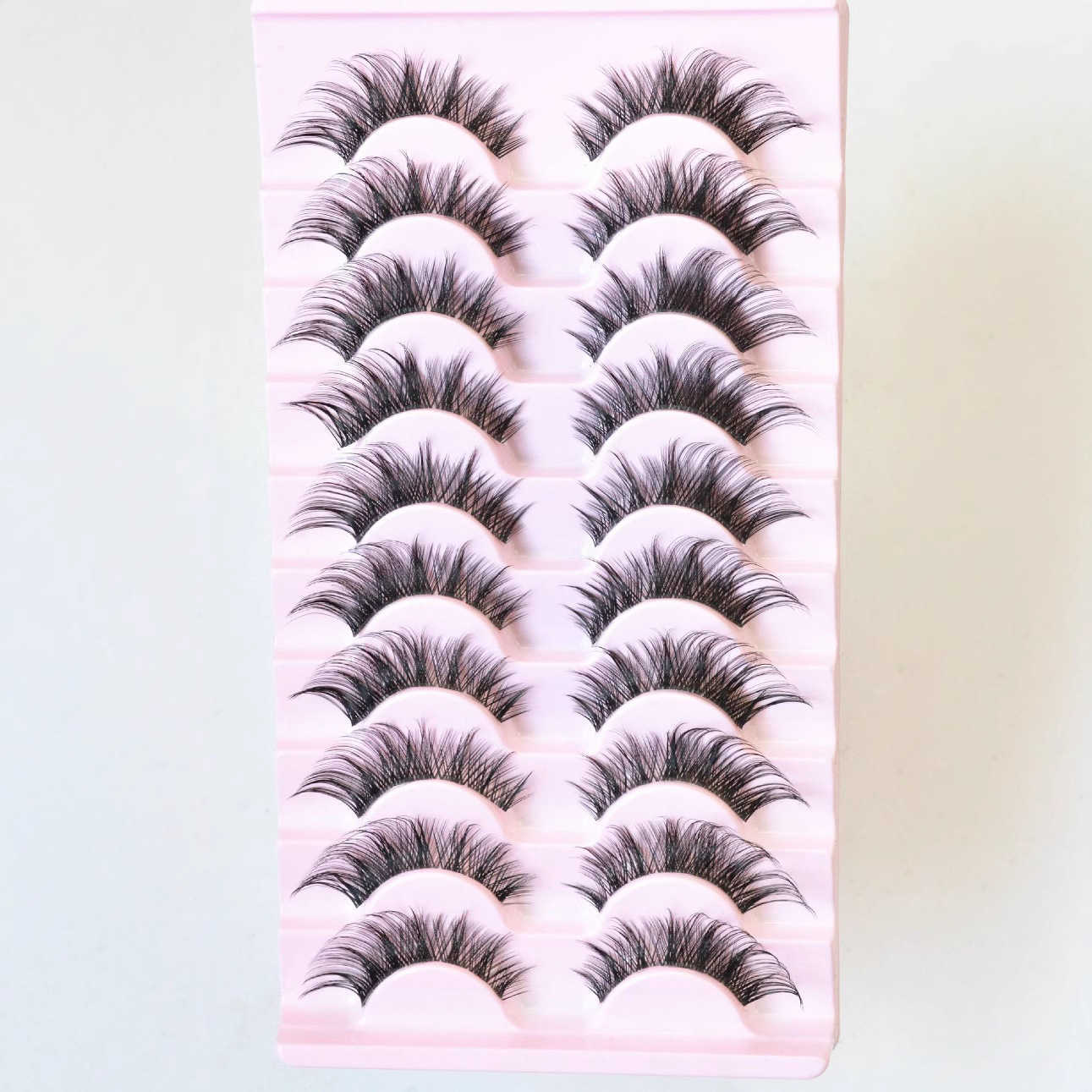 Thick simulation eyelashes fox style slanted flying tail elongated daily one-piece transparent stem fake eyelashes W250324