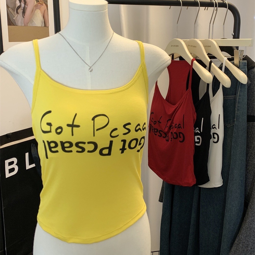 2025 New American Spicy Women's Designer Letter Printed Tank Top Outdoor Summer Slim Fit Beach Inner Base Short Sleeve Top Outer Layer