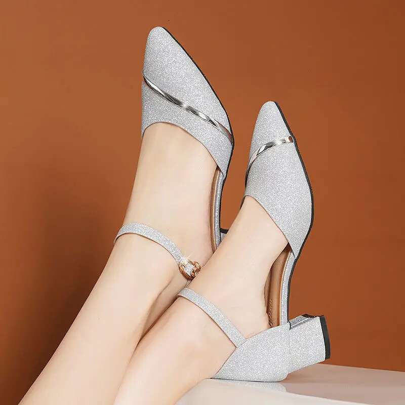 Women's Heels Fashion High Quality Sandals Golden Party Night Club Pumps Sexy Sequins Women Shoes Sandalias de mujer