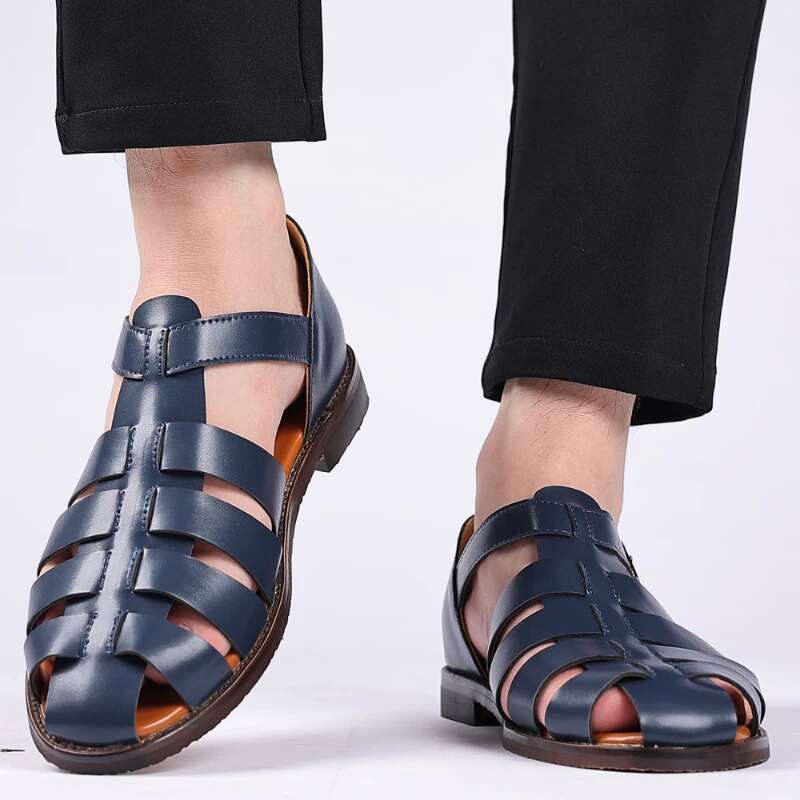 Summer New Men's Sandals High Quality Leather Roman Men Casual Beach Shoes Hollow Out sandalias Male Big Size 38-48