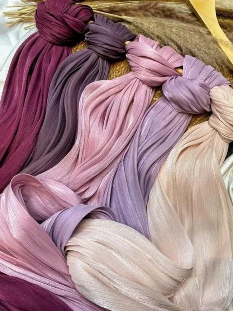 New slightly shiny silk scarf and chiffon headscarf suitable for tattoos breathable cool satin smooth crepe long shawl suitable for tattoo turbo packa