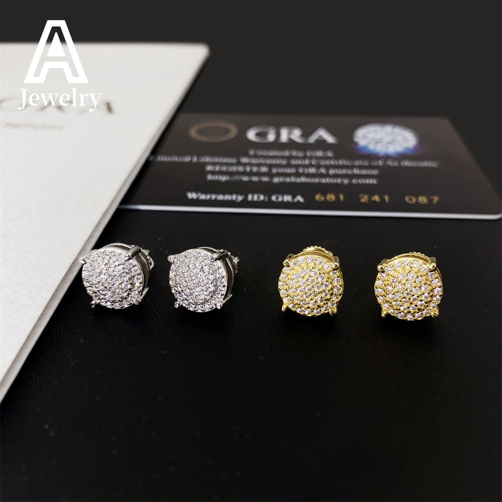 Pass the Diamond Tester Euro-American 925 sterling silver D color vvs Moissanite jewelry earrings classic Hip hop earrings