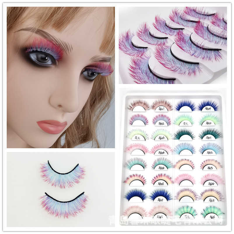 New Gradient Color 5-Pair Natural Stage Makeup Thick False Eyelash 3D Eyelash W250324