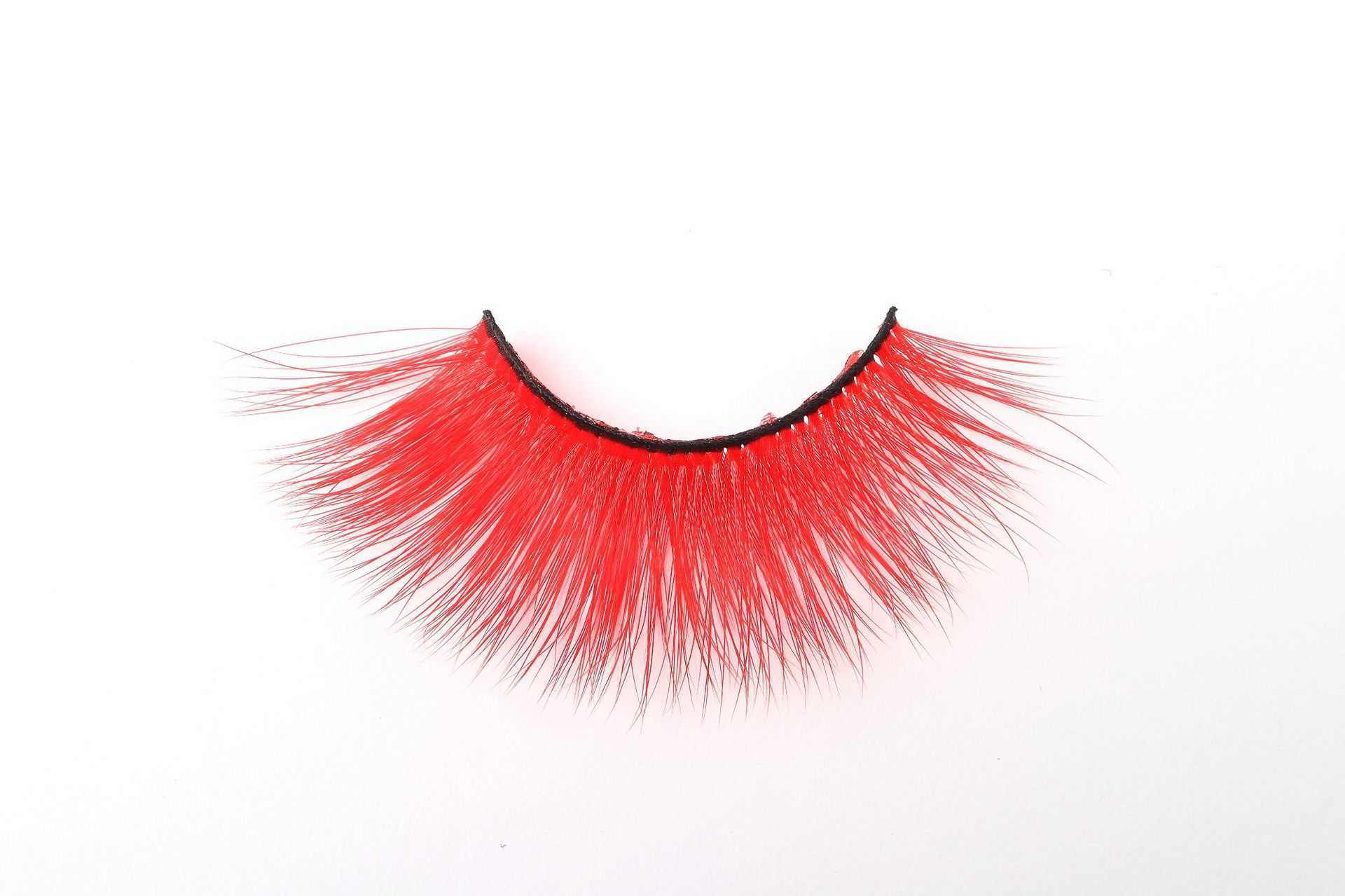Colorful synthetic false eyelashes exaggerated stage creative makeup transparent stem thick and curly W250324