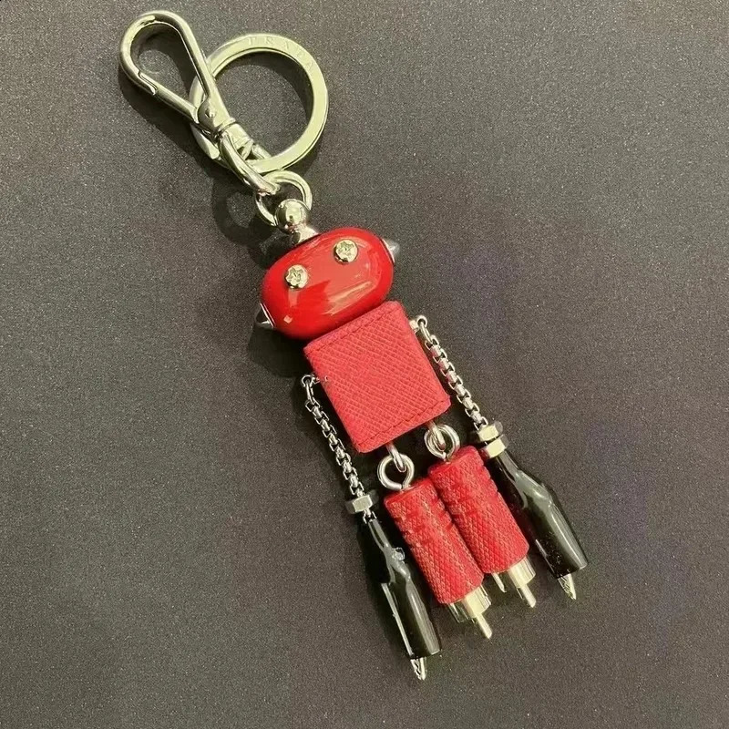 Robot pendant keychain leather bag pendant with artificially enhanced triangular embryo pendant 250322