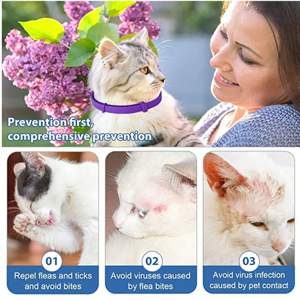 Pet Cats and Dog Flea And Tick Collar Efficient Relieve Anxiety Calming Collars Adjustable for Small Medium Dogs and Cat 3 Pack 250320
