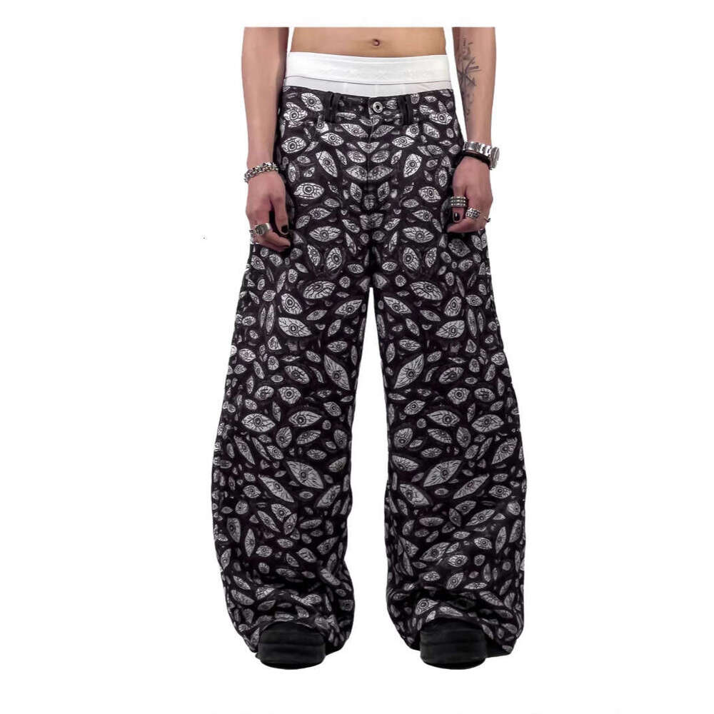High street temperament, trendy autumn, Eye of Fear, 3D digital printed loose pants gift for man