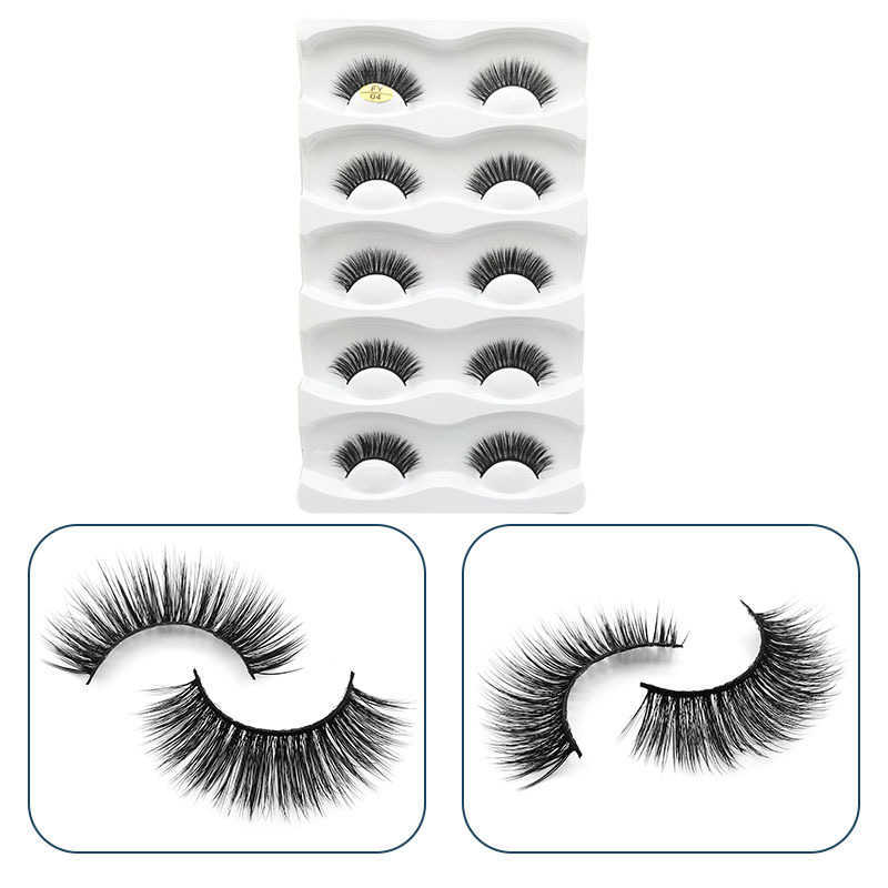 Thick and exaggerated five pairs of fake eyelashes with three-dimensional curling and multi-level little devil cartoon eyelashes W250324