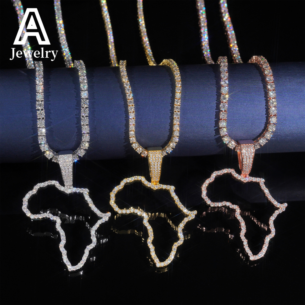 Map of Africa custom pendant s925 vvs moissanite jewelry custom hip hop pendant