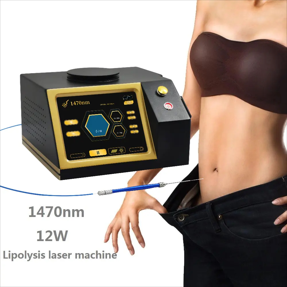 New Upgrade 1470Nm Diode Laser Lipolysis Liposuction Weight Loss Fat Removal Face Contouring 12W Endolaser Optic Fiber Coupling Beauty device