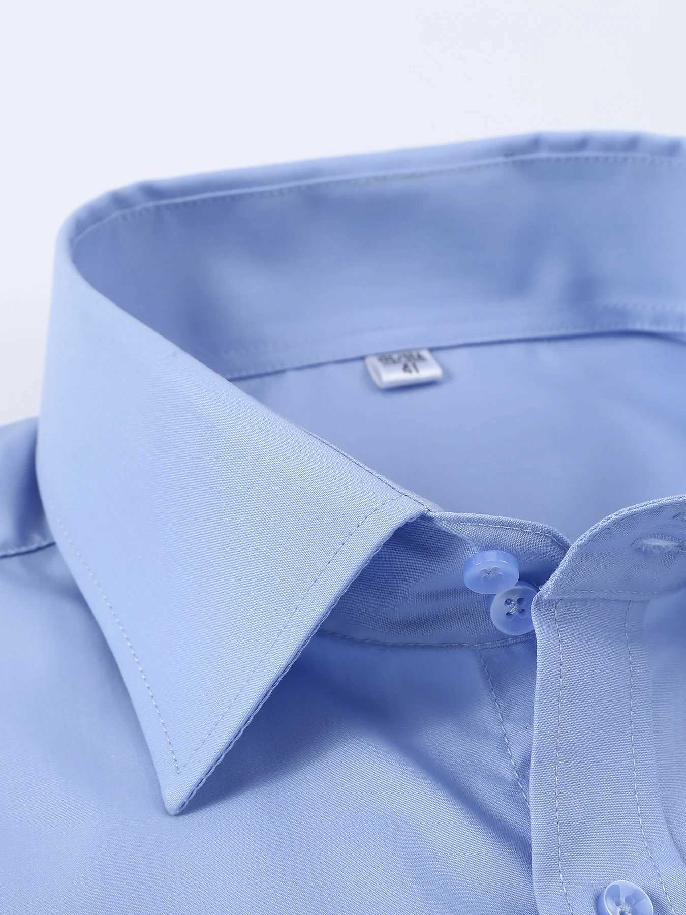 Mens slim fit French cufflinks shirt long sleeved double sleeved solid color high-end wedding dress casual mens clothing X250324
