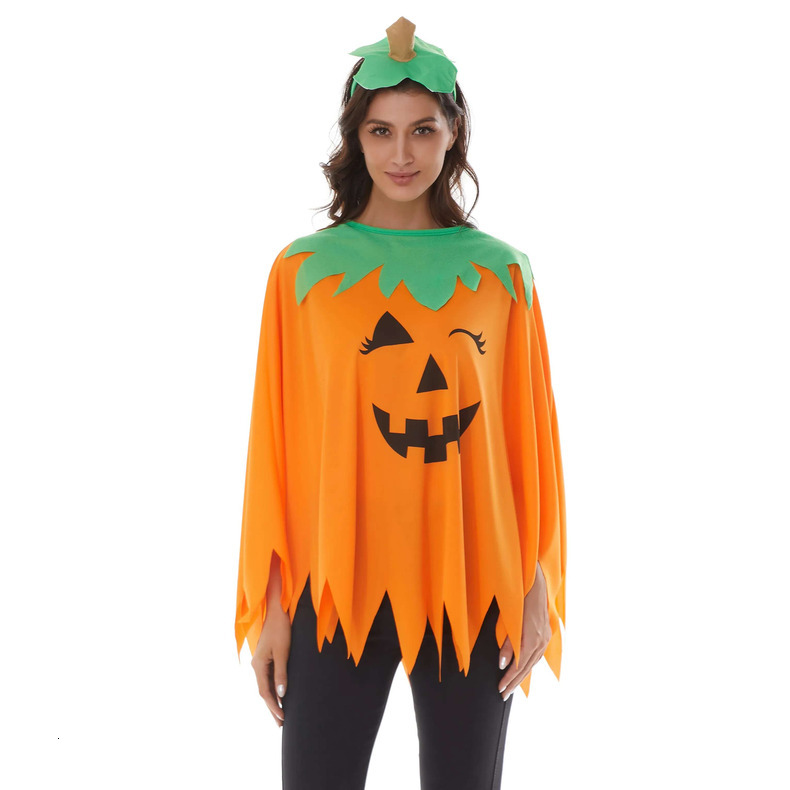 Spooky Fall Festival Pumpkin Getup Comprehensive Two-Part Cloak Outfit Including Headgear for Kids and Adults quantity
