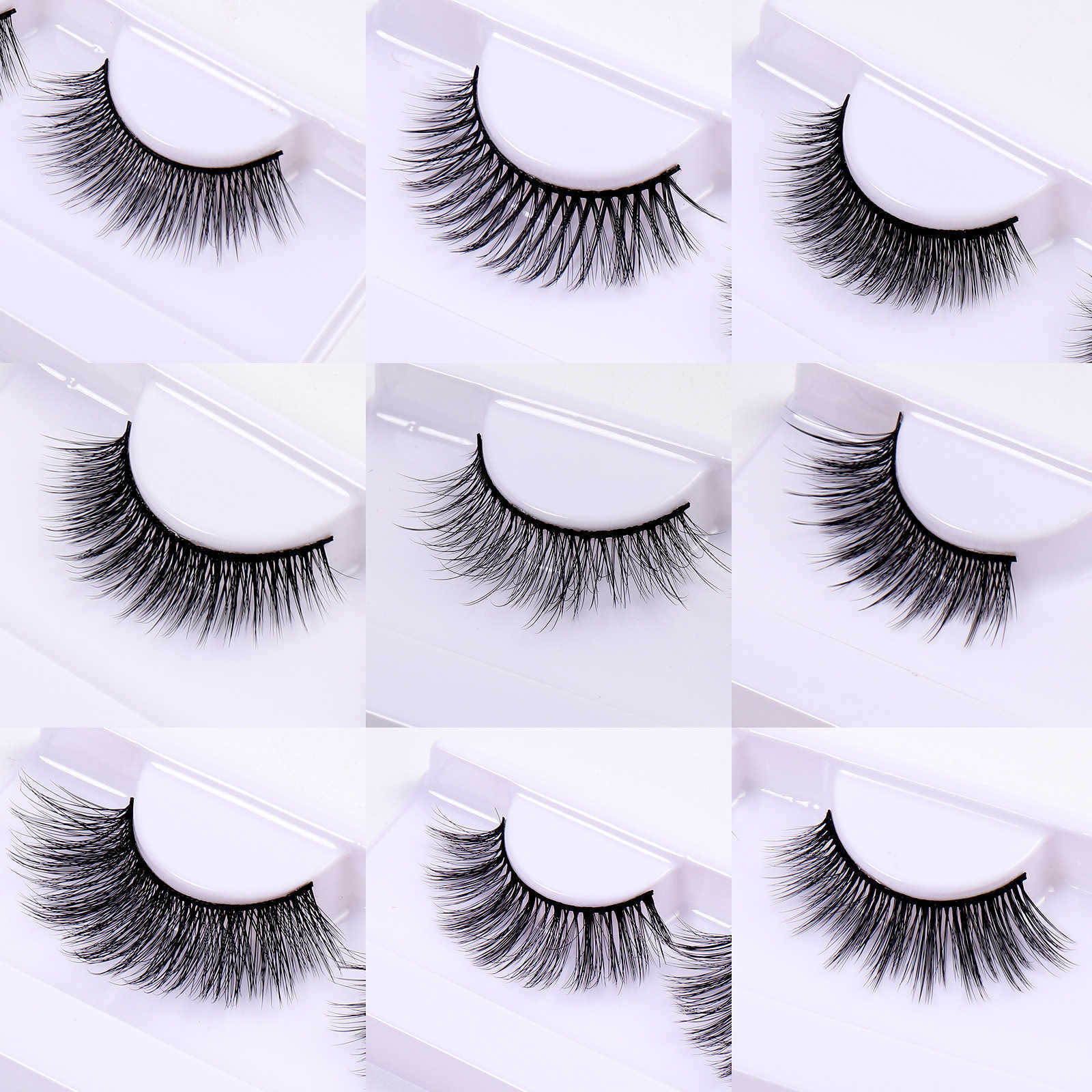 New 3D synthetic false eyelashes set thick curly messy simulated eyelashes W250324
